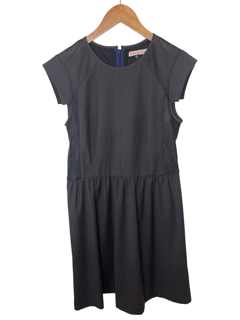 Rebecca Taylor Twill & Leather Perforated Dress Size 8